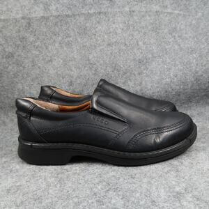 Ecco Shoes Mens 42 Slip On Fusion Leather Black Classic Comfort Loafer Casual